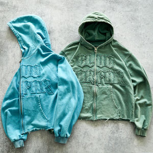 Sweat à capuche délavé à l'acide, en molleton surdimensionné, respirant, doux, chaud, décontracté, vintage, lavé, mode streetwear, logo personnalisé - Product Image 3