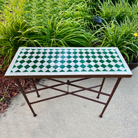 Table d'appoint mi-haute en mosaïque marocaine méditerranéenne, pour intérieur et extérieur, gain de place, en fer forgé