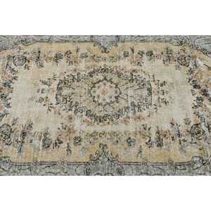 Tapis vintage 3,8x6,5 pieds, tapis turc, tapis gris à pois en laine - Product Image 4