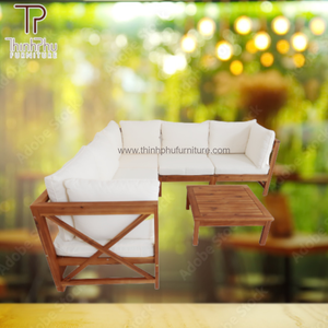 Sofá Seccional de Tela Plegable de Madera para Sala de Estar de Apartamento Moderno o Villa, Multifuncional con Embalaje de Cartón Ecológico - Product Image 1