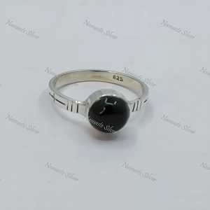 Bague en onyx noir en argent sterling 925 : Bague artisanale avec pierre précieuse ronde - Product Image 5