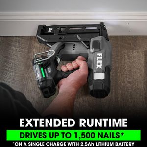 Pistola de Clavos Inalámbrica sin Escobillas de 24V, Calibre 16, Kit con Acabado Recto de 3/4 y 2-1/2 Pulgadas, Batería de Litio de 2.5Ah, 160W, Alta Velocidad - Product Image 4