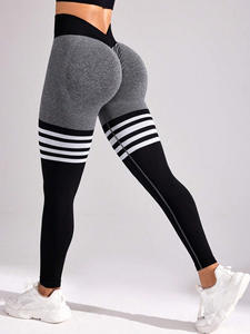 Leggings de sport rayés pour femmes, pantalons de yoga, couleur unie, séchage rapide, course à pied, pantalon de yoga pour femme, lifting des hanches - Product Image 4
