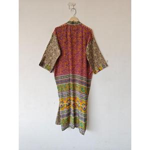 Robe Kimono en soie bohème à fleurs faites à la main pour femmes robe de chambre recyclée avec ceinture pour l'été automne printemps vêtements de nuit usage domestique - Product Image 6