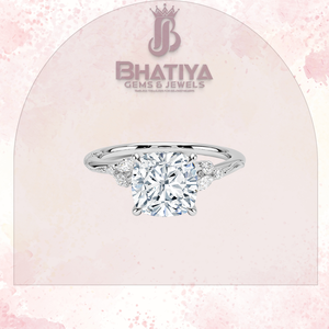 Coussin Cut 1-3 CT Center Stone Lab Grown Diamond The Camellia Milgrain Floral Diamond Ring IGI Certified 925 Silver For unsex - Product Image 5