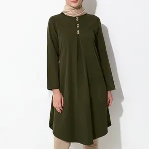 AM012 müslüman kadınlar gömlek özel müslüman kadınlar moda gündelik giyim stok zarif islam uzun kollu giyim  katı kadın bluz