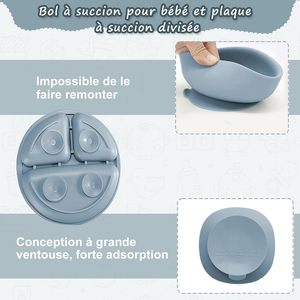 Ensemble de 11 pièces d'assiettes et tasses pour bébé, couverts pour enfants, ensembles de vaisselle, cuillère pour bébé, bavoir <span class=keywords><strong>en</strong></span> <span class=keywords><strong>silicone</strong></span>, assiette <span class=keywords><strong>en</strong></span> <span class=keywords><strong>silicone</strong></span> antidérapante sans BPA - Product Image 3