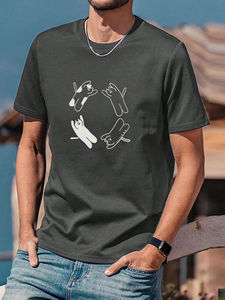 Venta al por mayor de camisetas de manga corta con cuello redondo logotipo personalizado estampado clásico sólido patrón transpirable poliéster algodón de talla grande 250 Gsm - Product Image 6