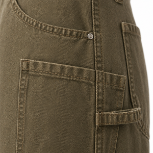 Pantalon cargo vintage délavé pour homme, en coton épais, style workwear, multi-poches, streetwear, coupe ample - Product Image 6