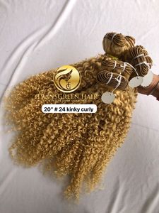 La mejor calidad 20 "#24 Color Kinky Curly Paquete al por mayor Raw Indian Temple Directo de la máquina de La India Cabello humano de doble trama - Product Image 4