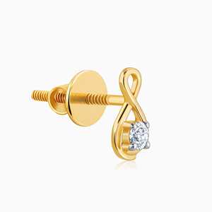 Boucles d'oreilles élégantes Boundless Solitaire Gold Diamond Studs pour toute occasion - Product Image 6