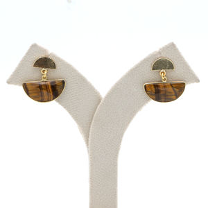 Pendientes de media luna de ojo de tigre Dua, joyería de declaración chapada en oro hecha a mano para mujer - Product Image 5