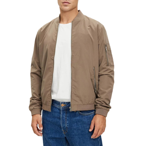 Veste pour homme sur mesure 2025 avec logo, coupe bomber coupe-vent effet satin soyeux, motif marron pour l'hiver - Product Image 1