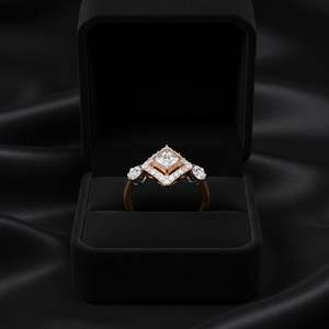 แหวนเพชรทรงสี่เหลี่ยมหรูหราในทองคำโรสโกลด์ 14K สำหรับงานแต่งงาน งานหมั้น ของขวัญวันครบรอบ งานปาร์ตี้ - Product Image 1