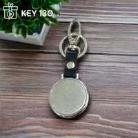 Llavero de Acero Inoxidable y Mosquetón de Cuero Personalizable al por Mayor para Regalos Empresariales, con Espacio en Blanco para Grabar con Logotipo