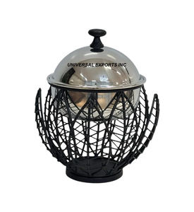 Hotpot de Metal con diseño de hojas, hecha a mano cazuela de excelente calidad, calentador de alimentos de Metal decorativo de forma redonda - Product Image 1