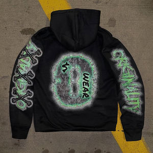 เสื้อฮู้ดซิปมีฮู้ดผ้าฟลีซหัวกะโหลกแนววินเทจขนาดใหญ่พิเศษแบบกำหนดเอง - Product Image 3