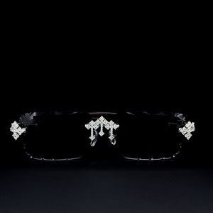 Lunettes de soleil unisexes à monture intégrale CONCEPTION GOG-21, personnalisées, avec triple croix en moissanite, luxe, blanches, UV400, vision nocturne, passant pour diamant - Product Image 5