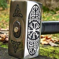 Marteau Viking artisanal en acier à haute teneur en carbone de qualité industrielle, clou de toiture, logo OEM, taille personnalisée, camping en plein air, haute qualité, forme carrée
