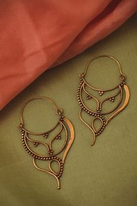Boucles d'oreilles en cuivre faites à la main boucles d'oreilles pendantes en cuivre brut pièce de monnaie disque forme ronde bijoux pour les acheteurs en gros - Product Image 3