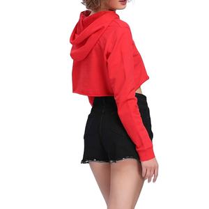 Custom Solid Pullover Crop Top Hoodie Breathable Polyester Cotton Fleece <b>Long</b> Sleeves <b>Short</b> Length Winter Crop Hoodies 2026 - Product Image 4
