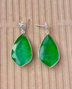925 Sterling Silver <b>Emerald</b> <b>Earring</b> , Beautiful Women <b>Earring</b>. - Product Image 6