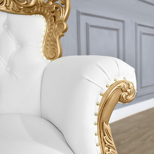 Canapé de luxe Pompi Throne de style moderne du milieu du siècle, avec revêtement en tissu, structure en bois d'acajou, finition dorée, haute qualité pour usage intérieur - Product Image 4