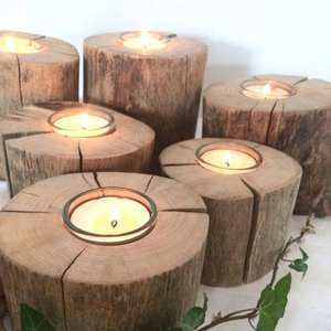 เชิงเทียนไม้ธรรมชาติแบบกลมสไตล์วินเทจพร้อมโคมไฟและชามดีไซน์สำหรับตกแต่งภายในเทศกาลคริสต์มาส - Product Image 4