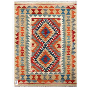 Alfombra Kilim de Maimana, Afganistán, 113 x 82 cm, Tapiz para Colgar en la Pared - Product Image 1