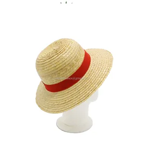 Vietnam High Quality Straw hat Light yellow with red cloth Cosplay hat for cartoon character Monkey D. Luffy