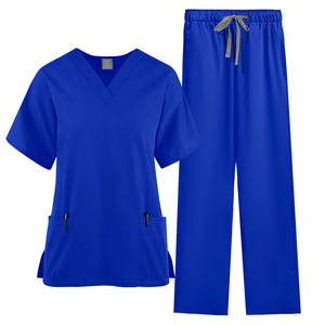Comfortable Practical Spandex Short Sleeve Hospital Medical <b>Scrubs</b> Stand Collar <b>Nurse</b> <b>Scrub</b> Sets Practical Staff Uniforms - Product Image 1