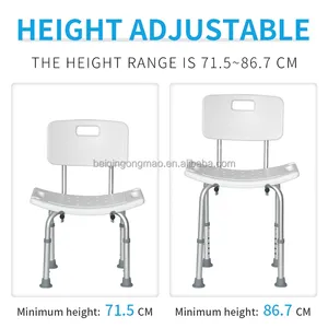 Silla <span class=keywords><strong>de</strong></span> Ducha <span class=keywords><strong>de</strong></span> Acero Inoxidable, Ajustable en 6 Niveles <span class=keywords><strong>de</strong></span> Altura, Respaldo <span class=keywords><strong>de</strong></span> 50.5 cm, Asiento <span class=keywords><strong>de</strong></span> Seguridad para Baño para Personas Mayores y con Discapacidad - Product Image 4