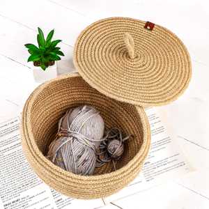 North African Cotton <b>Rope</b> Handcrafted Eco-Friendly Art Decor Storage <b>Baskets</b> 21x15cm - Product Image 1