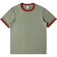 Fabricant 220gsm 100% coton T-shirt col côtelé contrasté col ras du cou T-shirt à manches courtes Ringer Tee pour hommes Vêtements Chemises