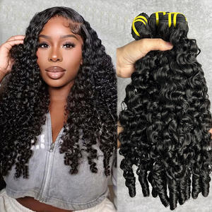 Burmese Curly Bundles menschliches Haar Raw Donor Unverarbeitete Webhaar verlängerungen 12A <span class=keywords><strong>Virgin</strong></span> Hair Bouncy Spiral Curly Bundles - Product Image 1