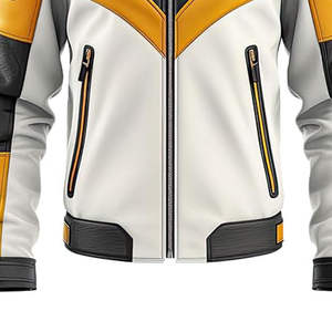 เสื้อแจ็คเก็ตมอเตอร์ไซค์หนังแท้ผสมผ้าแคนวาสสำหรับผู้ชาย คอตั้ง แห้งเร็ว ระบายอากาศดี พิมพ์ลาย สำหรับฤดูหนาว - Product Image 5