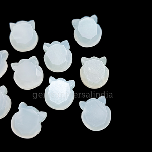 Natural White <b>Moonstone</b> Cat Face Shape Carved Gemstone Charms Wholesale <b>Moonstone</b> Faceted Beads for Jewelry Making at Bulk Price - Product Image 2