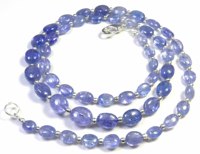 Collier de perles en Tanzanite bleue 100% naturelle, forme ovale, polies, lisses, 6-9 mm, 18 pouces, haute qualité, DIY