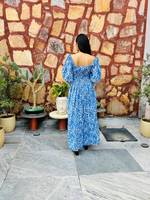 Robe longue bohème en pur coton, col carré, manches longues, tissée, écologique, lavable, taille naturelle, pour femme, automne-été