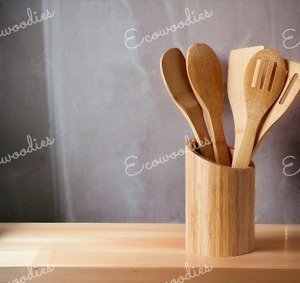 Top vente Unique qualité cuillère couteau fourchette ensemble de couverts et porte-couverts rond bambou bois support pour décor à la maison table - Product Image 3