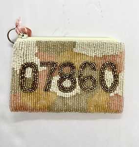 Custom <b>Zip</b> Code Beaded <b>Coin</b> <b>Purse</b> - Personalized Hometown Mini Wallet Clutch | Gift for Travelers, Bridesmaids & New Homeowners - Product Image 1