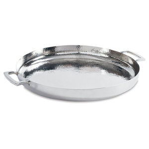 Elegant <b>Silver</b> Aluminium Oval Serving <b>Tray</b> With Handles Handmade Metal <b>Decorative</b> Platter Tabletop Serving <b>Tray</b> For Home Decor - Product Image 5