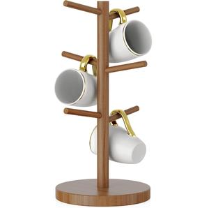Soporte moderno para tazas de madera blanca, diseño elegante funcional, organización perfecta, tazas de exhibición, organizador de cocina duradero que ahorra espacio - Product Image 5