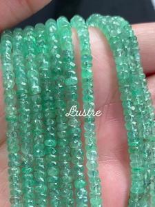 Cuentas de piedra Rondelle facetadas de Esmeralda de Zambia Natural, hebra personalizada, fabricación de joyas hechas a mano, cuentas de esmeralda de 3,5-4,5mm - Product Image 2