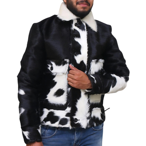 Chaqueta de piel de vaca auténtica personalizable, carcasa de lona de algodón, antibacteriana, a prueba de viento, ecológica para ropa de invierno de hombre - Product Image 1