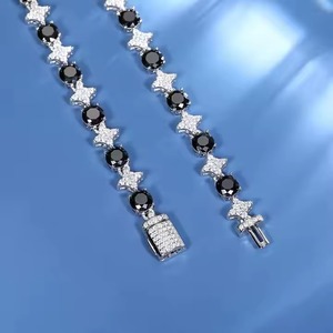 Hip Hop S925 argent Sterling VVS clarté Moissanite diamant rond lien cubain chaîne infini pour hommes cadeau taux de gros - Product Image 3