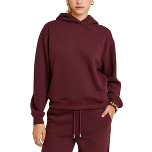 เสื้อมีฮู้ดสีทึบของผู้หญิงทันสมัยทำขึ้นเพื่อเป็นชั้นๆให้ความสบายเนื้อผ้าระบายอากาศและความเงางามที่เรียบง่าย - Product Image 1