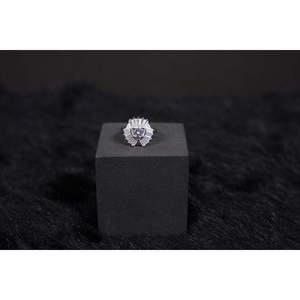 Silverings 925 Sterling Silver <b>Ring</b> Enchanted Elegance Rhodium Plating Geometric Pattern Diamond Inlay for Engagement <b>Couple</b> - Product Image 1