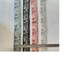 Cintas Bordadas a Máquina Ecológicas Hechas a Medida, Varios Diseños, Patrón Floral, Tres Colores, Tela de Organza para - Product Image 6