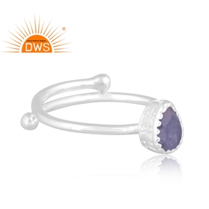 Anillo apilable de piedras preciosas de tanzanita Natural de plata de ley fina, joyería personalizada para mujer, regalo para ella - Product Image 3
